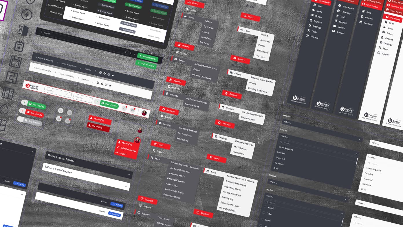 Splashed view of Bolster Systems design system